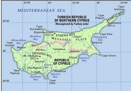 map of cyprus